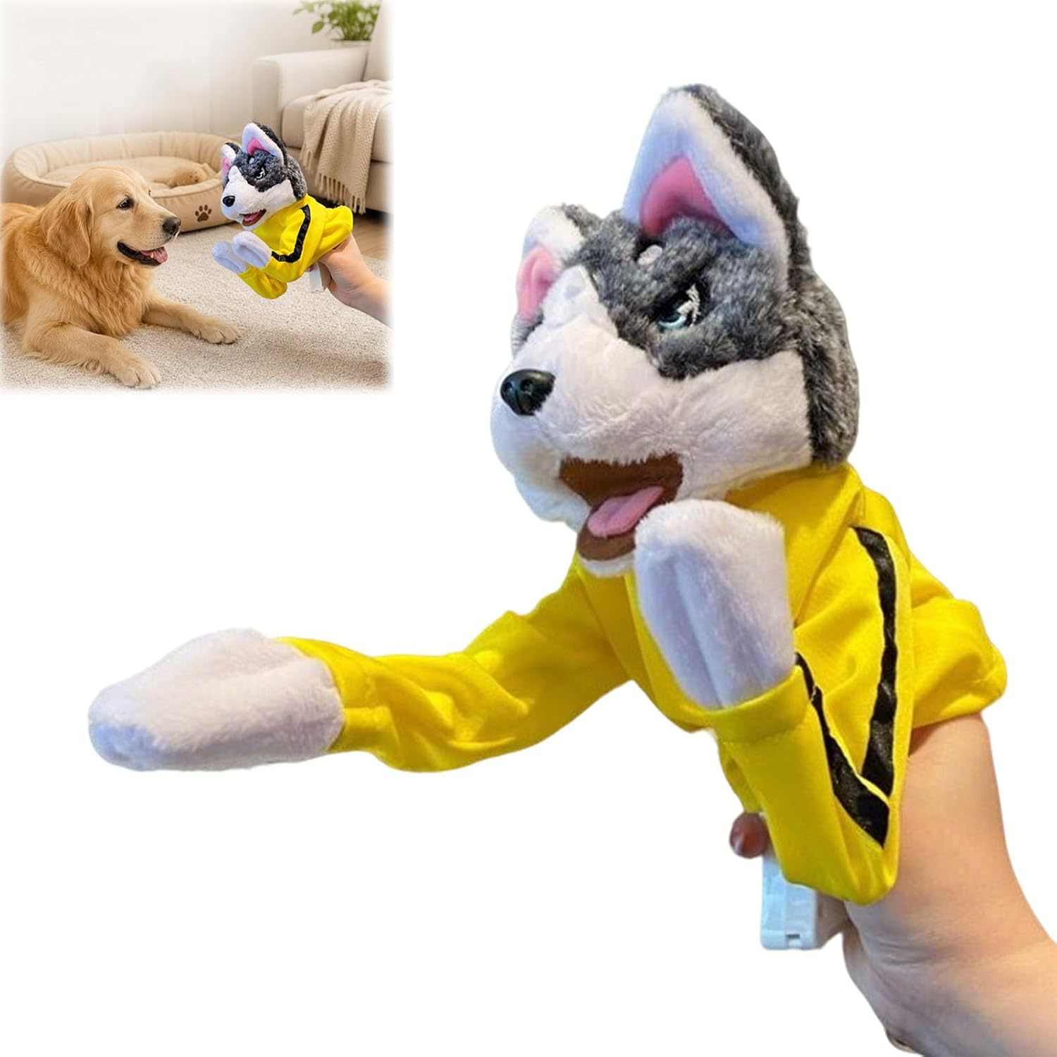 Interactive Squeaky Plush Dog Toy - Husky Boxing Interactive Plush Toy Kung