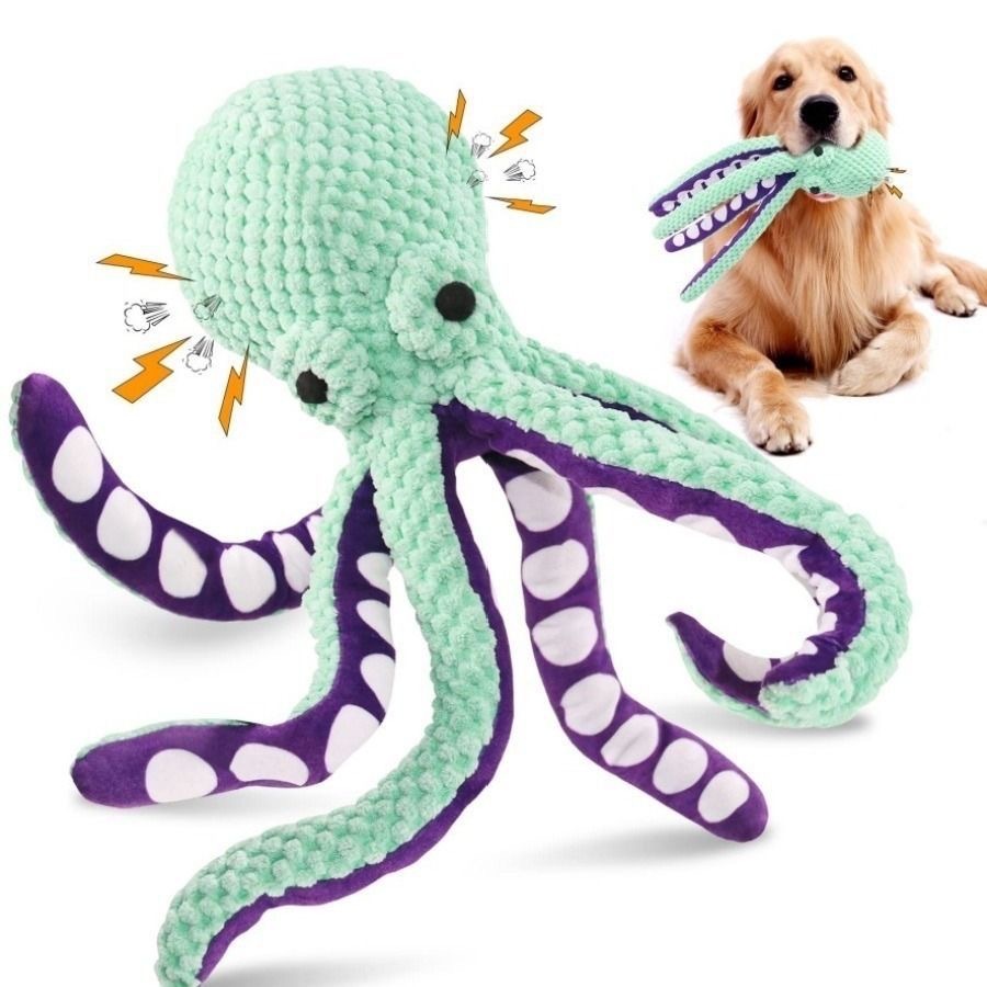 Squeaky Octopus Plush Dog Toy  - Indestructible Dog Chew Toy 评论和价格