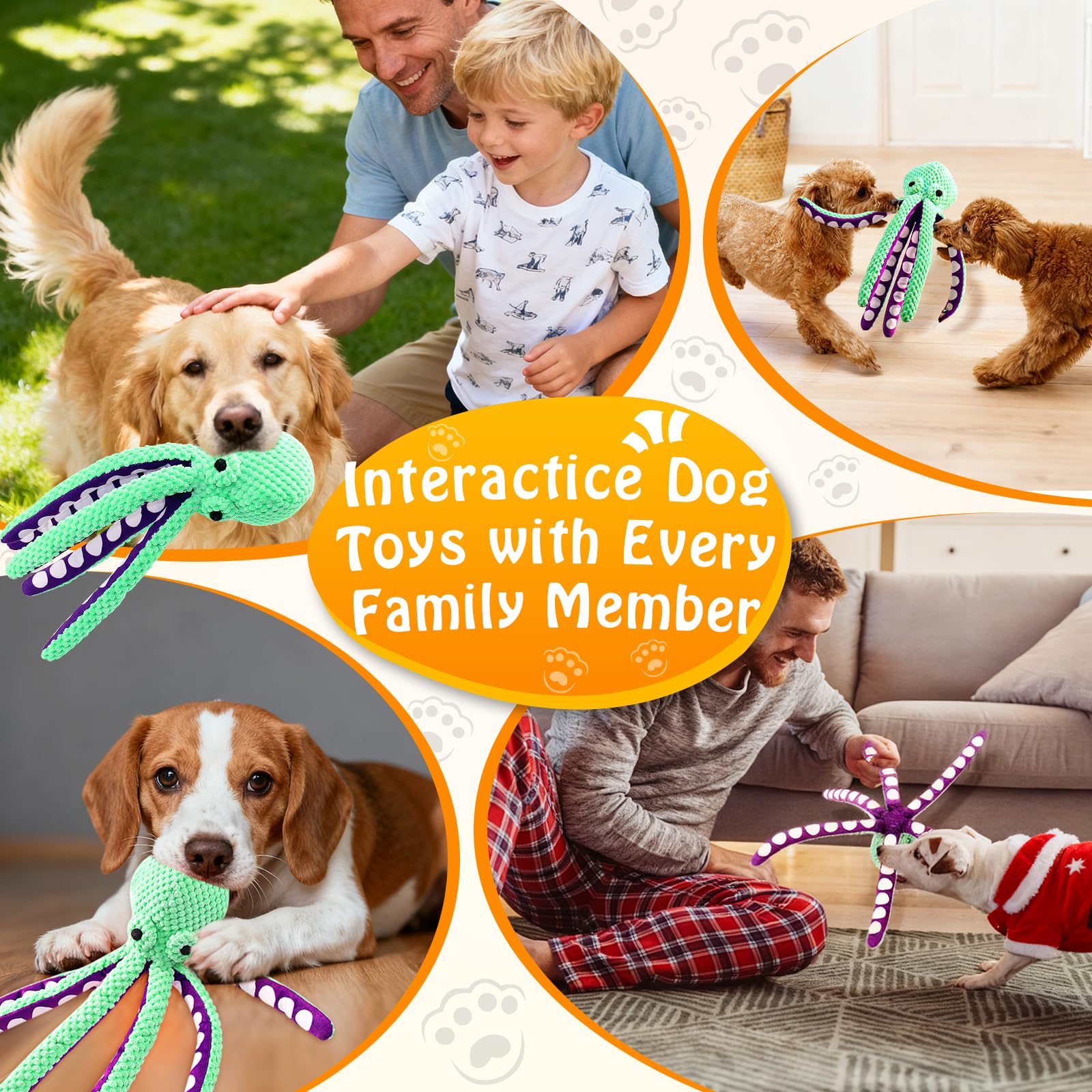 Squeaky Octopus Plush Dog Toy  - Indestructible Dog Chew Toy 评论和价格