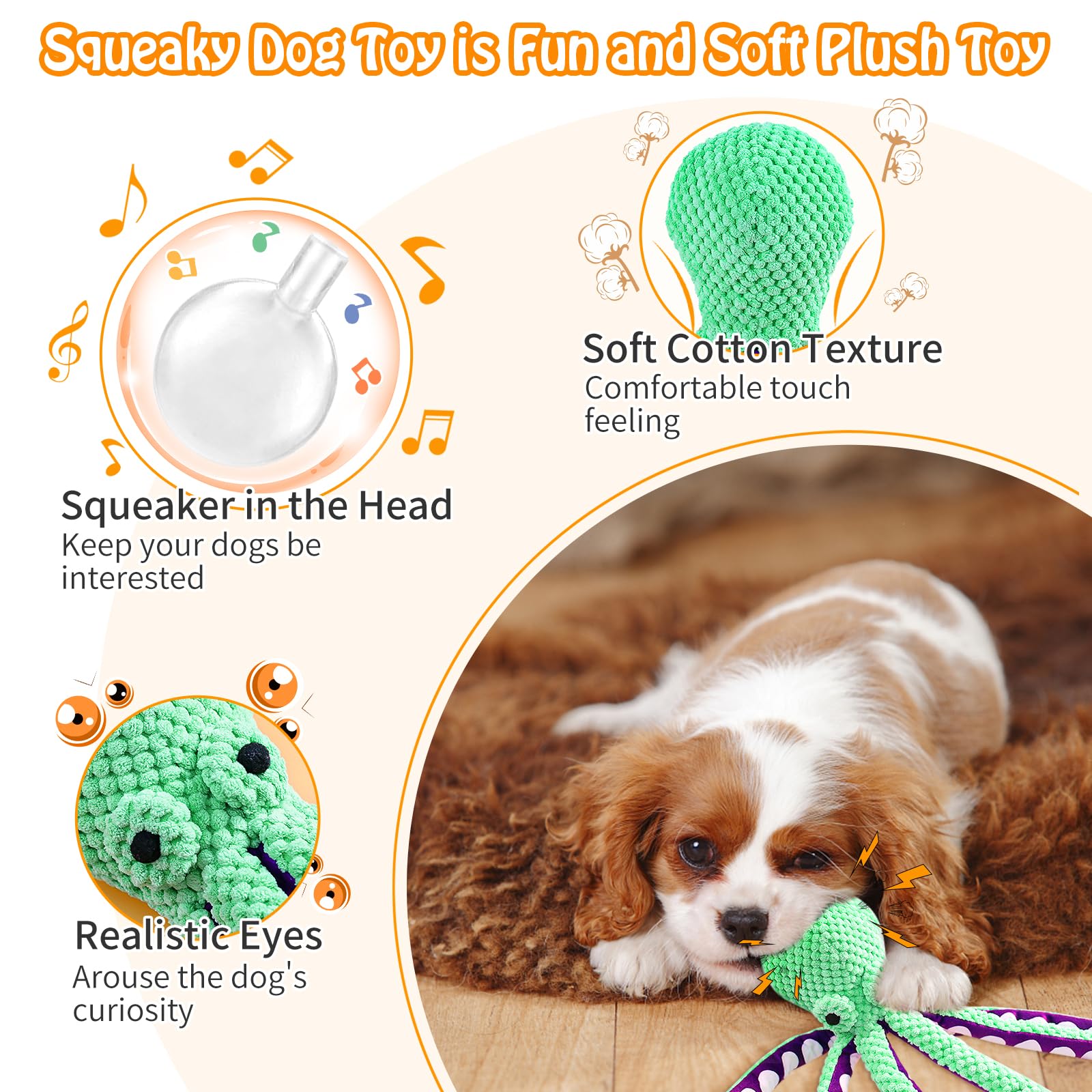 Squeaky Octopus Plush Dog Toy  - Indestructible Dog Chew Toy 评论和价格